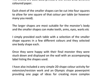 KS1 2D Shape Monsters and recap pack