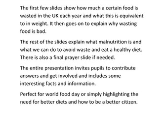 World Food Day - Eating sensibly and avoiding waste.