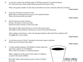 Upper and Lower Bounds - Higher GCSE - Exam Style Questions
