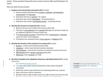 AQA GCSE Biology Unit 2 - Revision Q&A