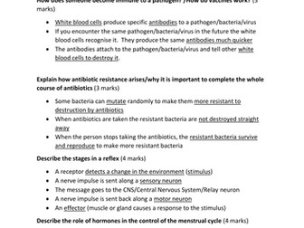 AQA GCSE Biology Unit 1 - Revision Q&A