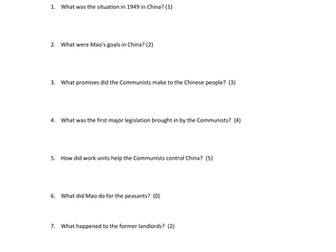China, A Century of Revolution: The Mao Years 1949-76 - Flipped Learning Video and Worksheet