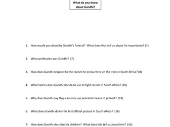 Gandhi Film Structured Activities and Comprehension Questions