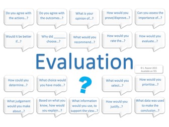 Evaluation Question Speech Bubble Pack - Higher Order Thinking Questions