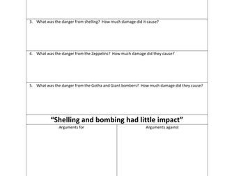 British Home Front in WW1 - Shelling and Bombing - Flippedlearning video and worksheet