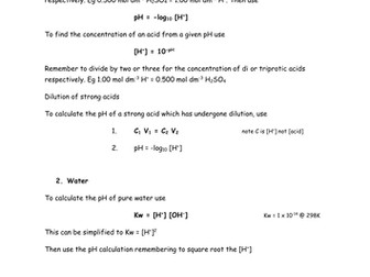 A2 acid base calculations