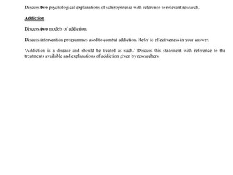 PSYCHOLOGY SCHIZOPHRENIA A2