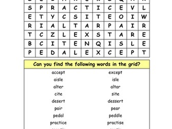 HOMOPHONES WORD-SEARCH