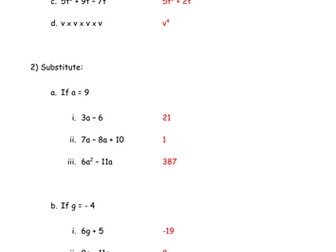 Mini test - Simplifying and Substitution