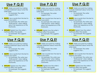 Point, quote explain cards and punctuation cards