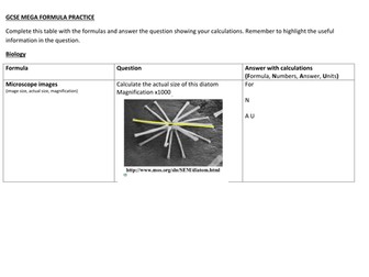 Cambridge IGCSE 0654 Science Mega Formula Revision worksheet