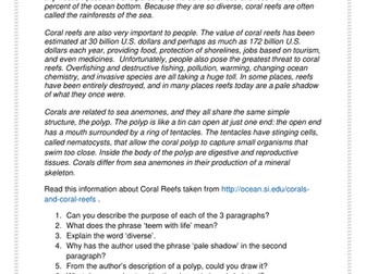 Coral reef comprehension