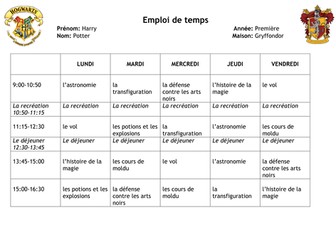 Telling the Time: Harry Potter's timetable