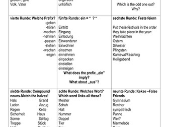 GCSE German Vocabulary Quiz