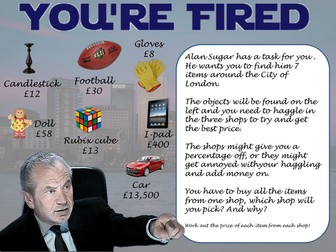 Percentage Increse and Decrease w/Alan Sugar Context (Full Lesson)