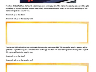 Dividing in to a Ratio w/ Banking context (Full Lesson)