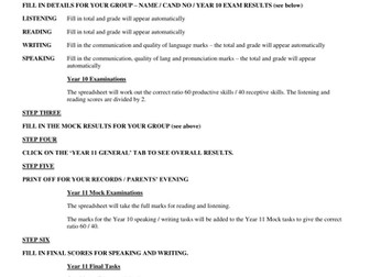 MFL Tracking sheet KS4 for OCR or other boards