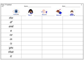 Fry's 1st Hundred Look Say Cover Write Check Booklet