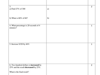 Year 8 Percentage Paper