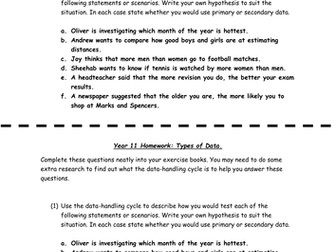 Types of Data Homework (Grade C).