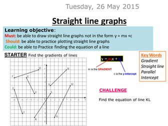 Straight line graphs not in the form y=mx +c