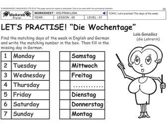 German Ks2 Level 1 Days Of The Week Weather Teaching Resources