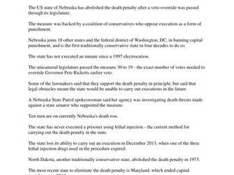 ADDING FULL STOPS AND CAPITAL LETTERS TO AN ARTICLE ABOUT THE DEATH PENALTY 