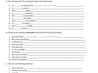 Aller, Avoir, Etre, Faire practice