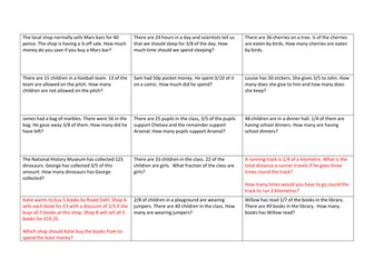 Year 3 Fraction Word Problems