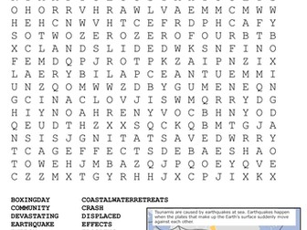 Tsunamis Word Search