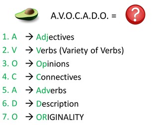 MFL KS3 KS4 AVOCADO Mnemonic Checklist for Improving Quality of Writing