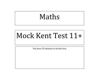 Kent Test -  11+  Maths - Pratice Paper