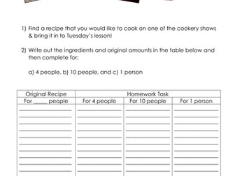 Proportion Recipe Homework