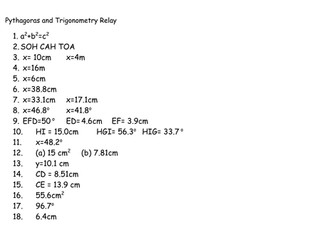 Pythagoras and Trig Relay Race
