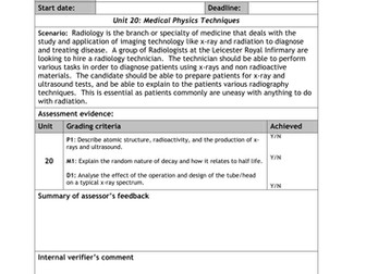BTEC National (L3) Applied Science - Unit 20 (Medical Physics Techniques) - Assessment Activities