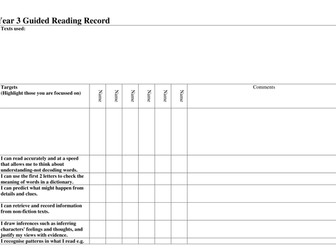 New Curriculum Guided Reading Records 