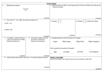 Number and Algebra Skills Grade D