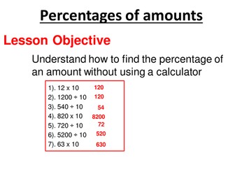 Percentages of amounts