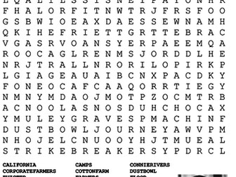 The Grapes of Wrath Word Search