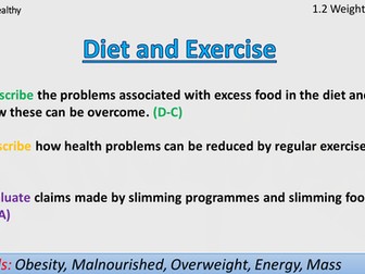 AQA B1.1.2 Weight Problems