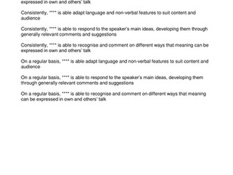 Reports- Bank of comments upper KS2