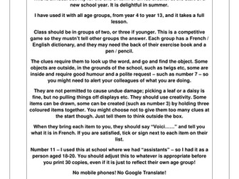 French Classroom Treasure Hunt