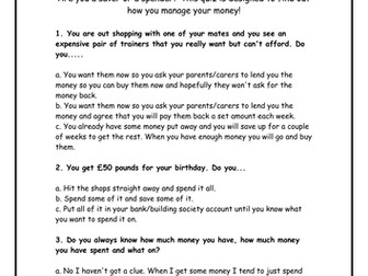 Year 8 Finance unit of work