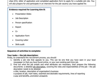 Btec Level 2 Business NQF - Unit 8 Student Tasksheets