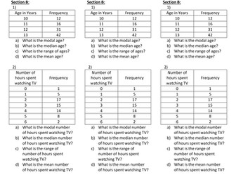 Averages & Spread Consolidation Homework