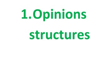 Key opinions, 3 Tenses, connectives display FRENCH Colour to laminate