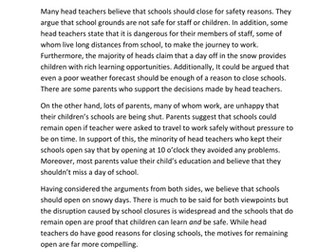 Should Schools Close on Snowy Days? Discussion Text Example