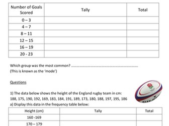 Simple Frequency Tables Worksheet