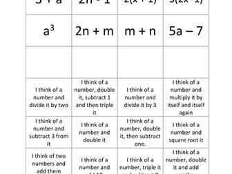 Simple algebra expressions and descriptions match up