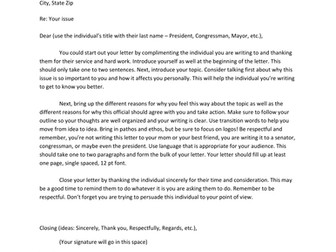 Persuasive Writing: Letters to Representatives